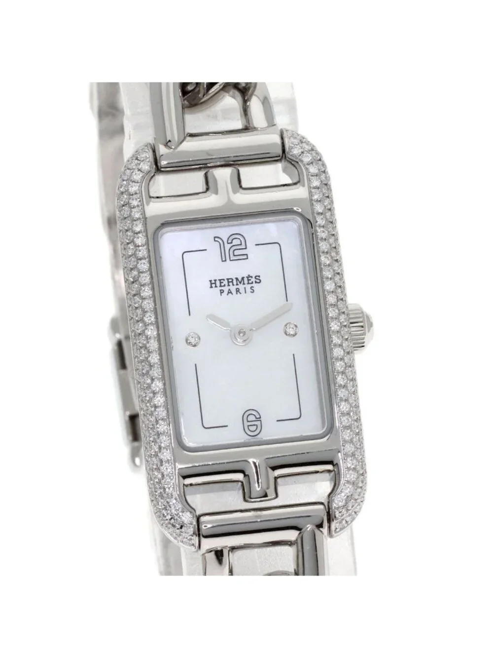 Hermes Nantucket Diamond Watch SS